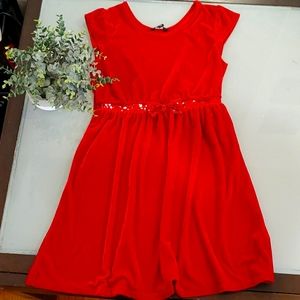George Red Velour Girls dress size 14/16